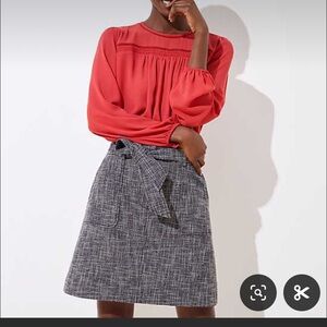 Loft Tie-waist crosshatch skirt